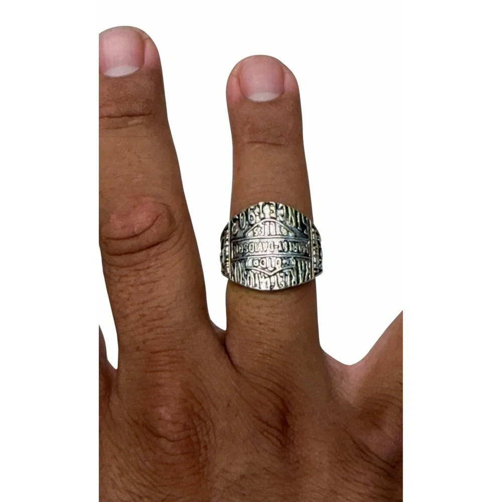 Harley Davidson Motor Cycles Ring Men's Silver Tone Zinc Alloy Ring Size 10.5